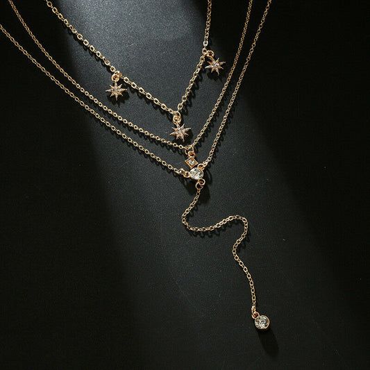 CRYSTAL STAR LAYERED NECKLACE - Alonna's Legging Land