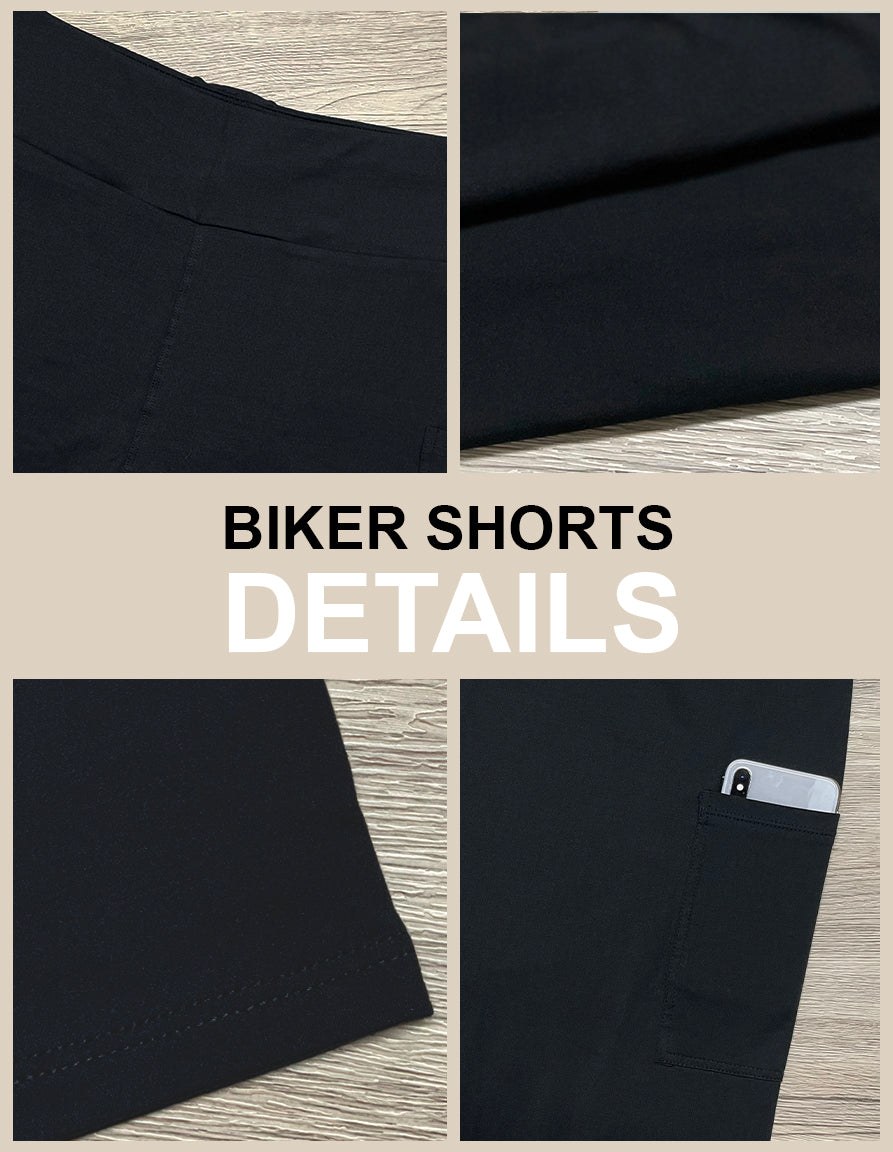 RTS - Neutral Boho Blooms Biker Shorts with Pockets