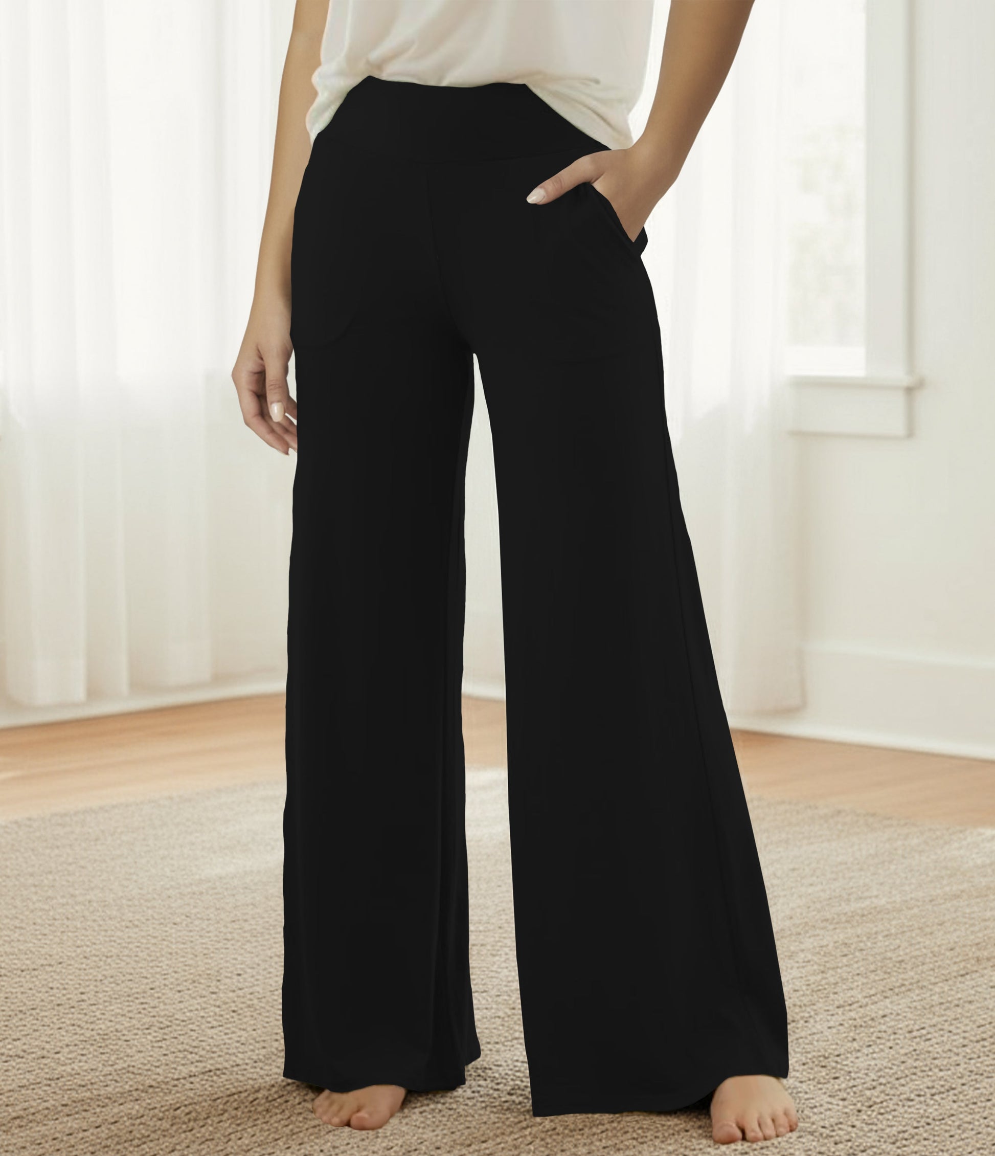 RTS - Solid Black Lounge Pants - Alonna's Legging Land