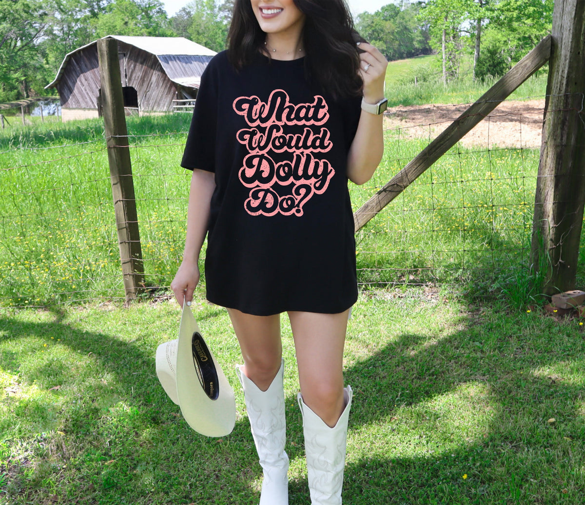 Wholesale What Would Dolly Do Graphic Tee - Whitte