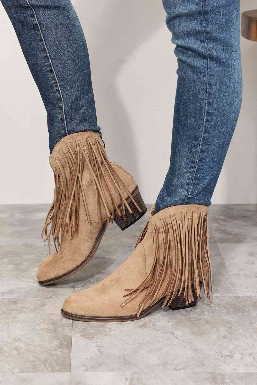 Legend Women's Fringe Cowboy Western Ankle Boots - Alonna's Legging Land