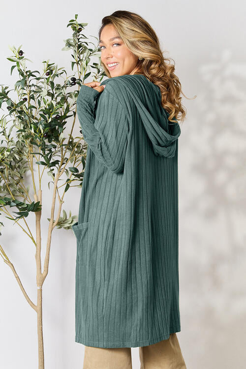 Basic Bae Full Size Hooded Sweater Cardigan - Alonna's Legging Land