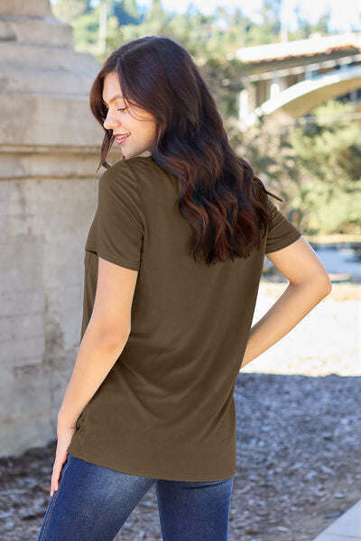 Basic Bae Full Size V-Neck Short Sleeve T-Shirt - Alonna's Legging Land