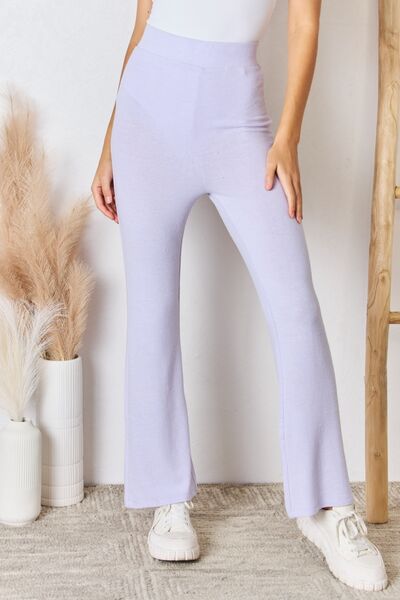 RISEN Full Size High Waist Ultra Soft Knit Flare Pants - Alonna's Legging Land