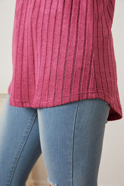 Basic Bae Full Size Ribbed Thumbhole Sleeve T-Shirt - Alonna's Legging Land