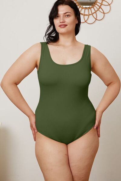 Basic Bae Full Size Square Neck Sleeveless Bodysuit - Alonna's Legging Land