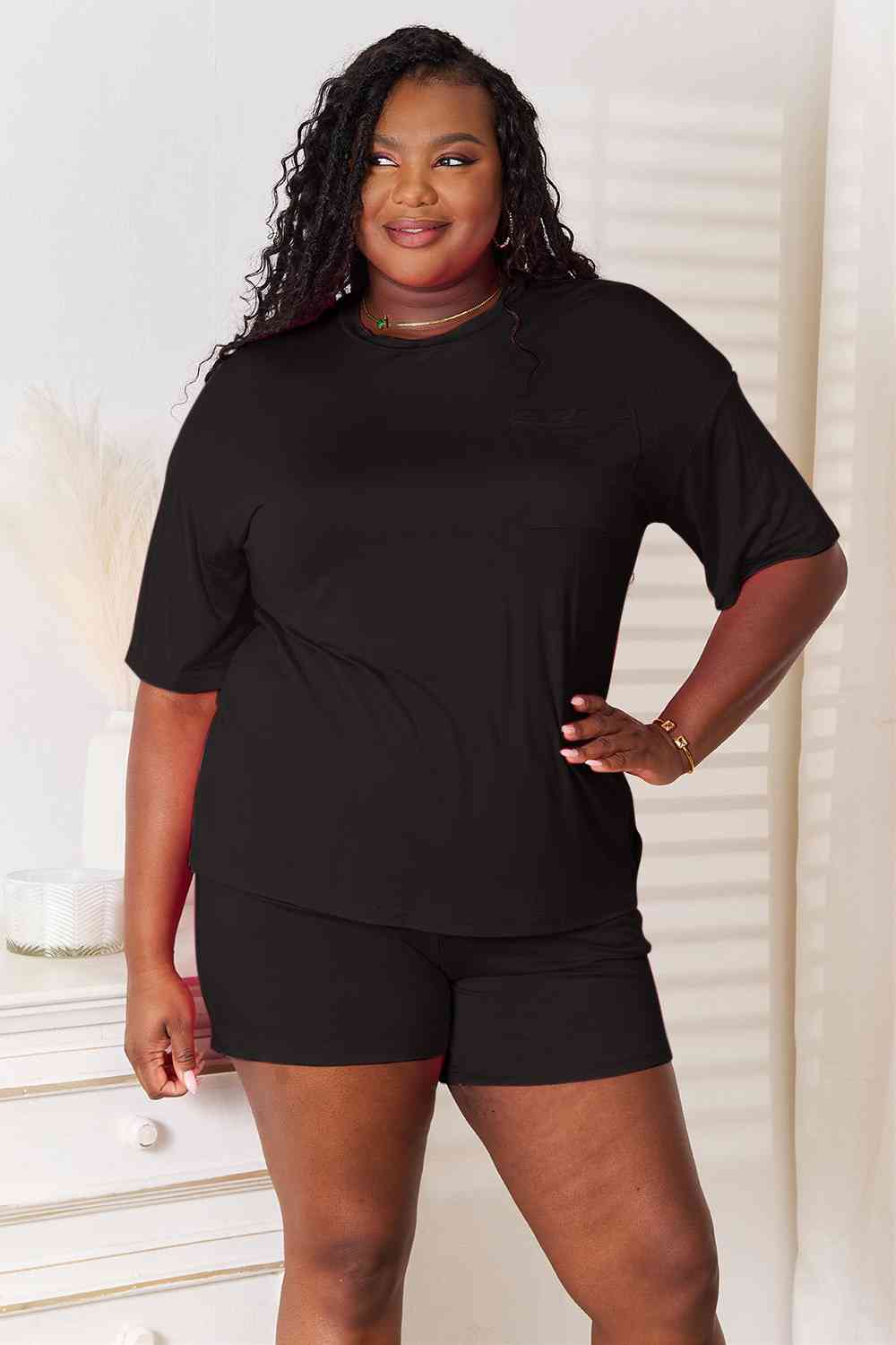 Basic Bae Full Size Soft Rayon Half Sleeve Top and Shorts Set - Alonna's Legging Land