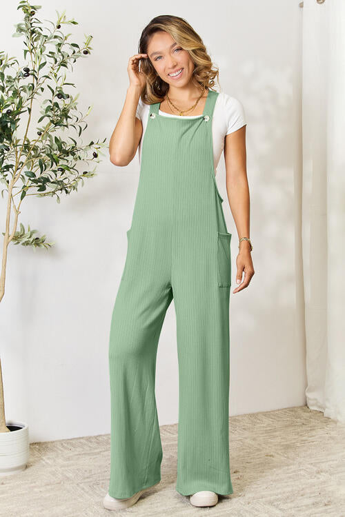 Double Take Full Size Wide Strap Overall with Pockets - Alonna's Legging Land