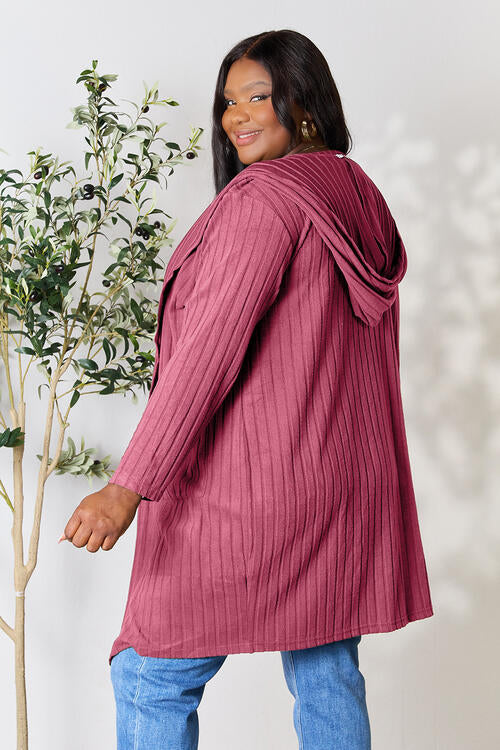 Basic Bae Full Size Hooded Sweater Cardigan - Alonna's Legging Land