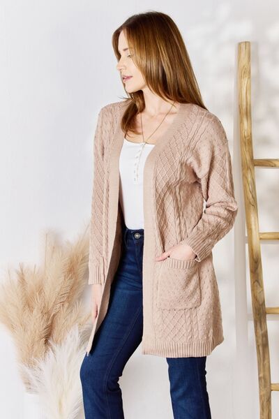 Hailey & Co Full Size Cable-Knit Pocketed Cardigan - Alonna's Legging Land