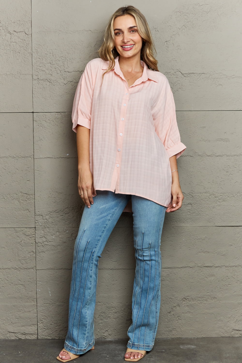 Half Sleeve Button-Up Shirt - Alonna's Legging Land