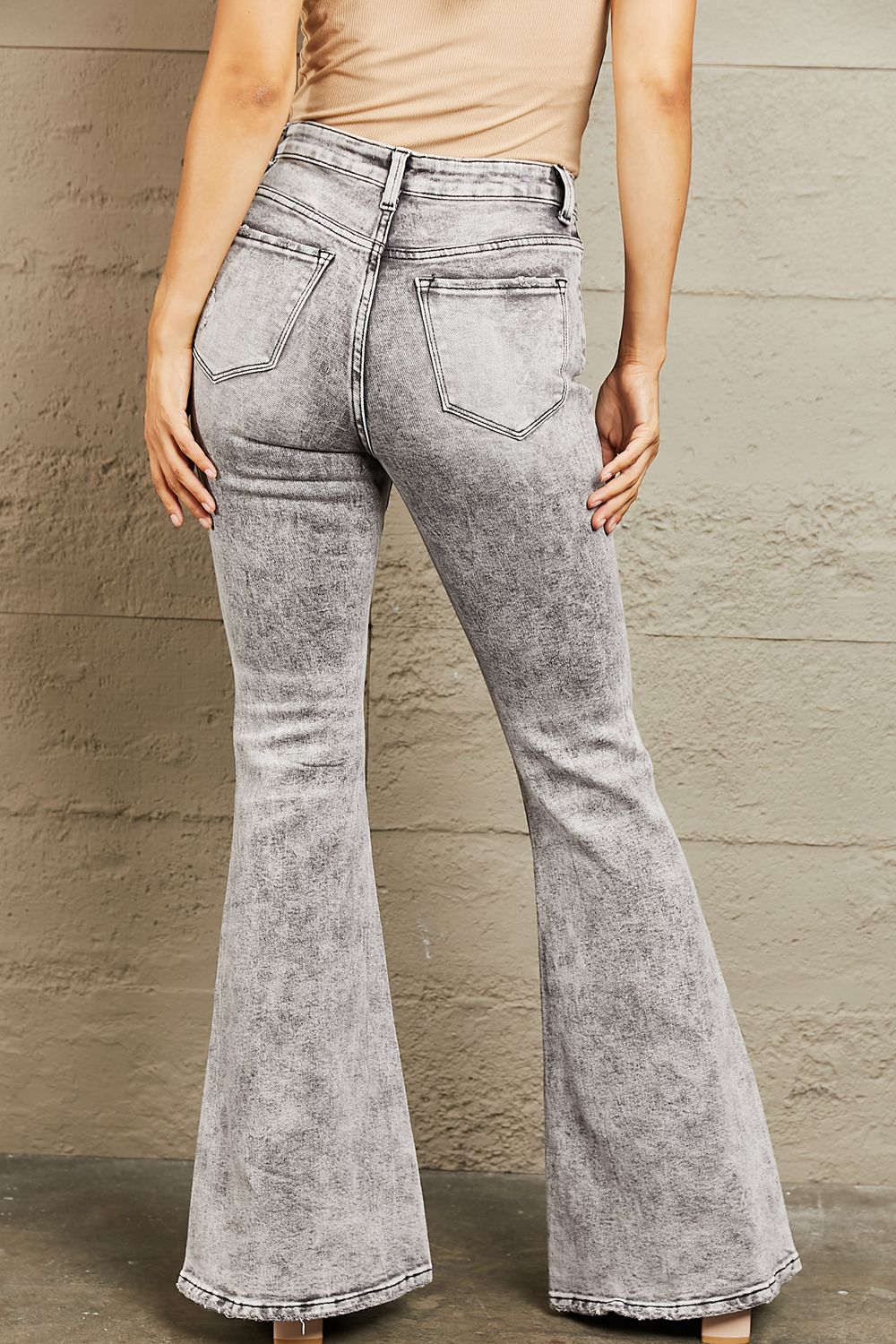 BAYEAS High Waisted Acid Wash Flare Jeans - Alonna's Legging Land