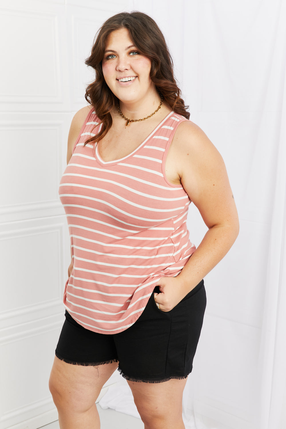 Zenana Find Your Path Full Size Sleeveless Striped Top - Alonna's Legging Land