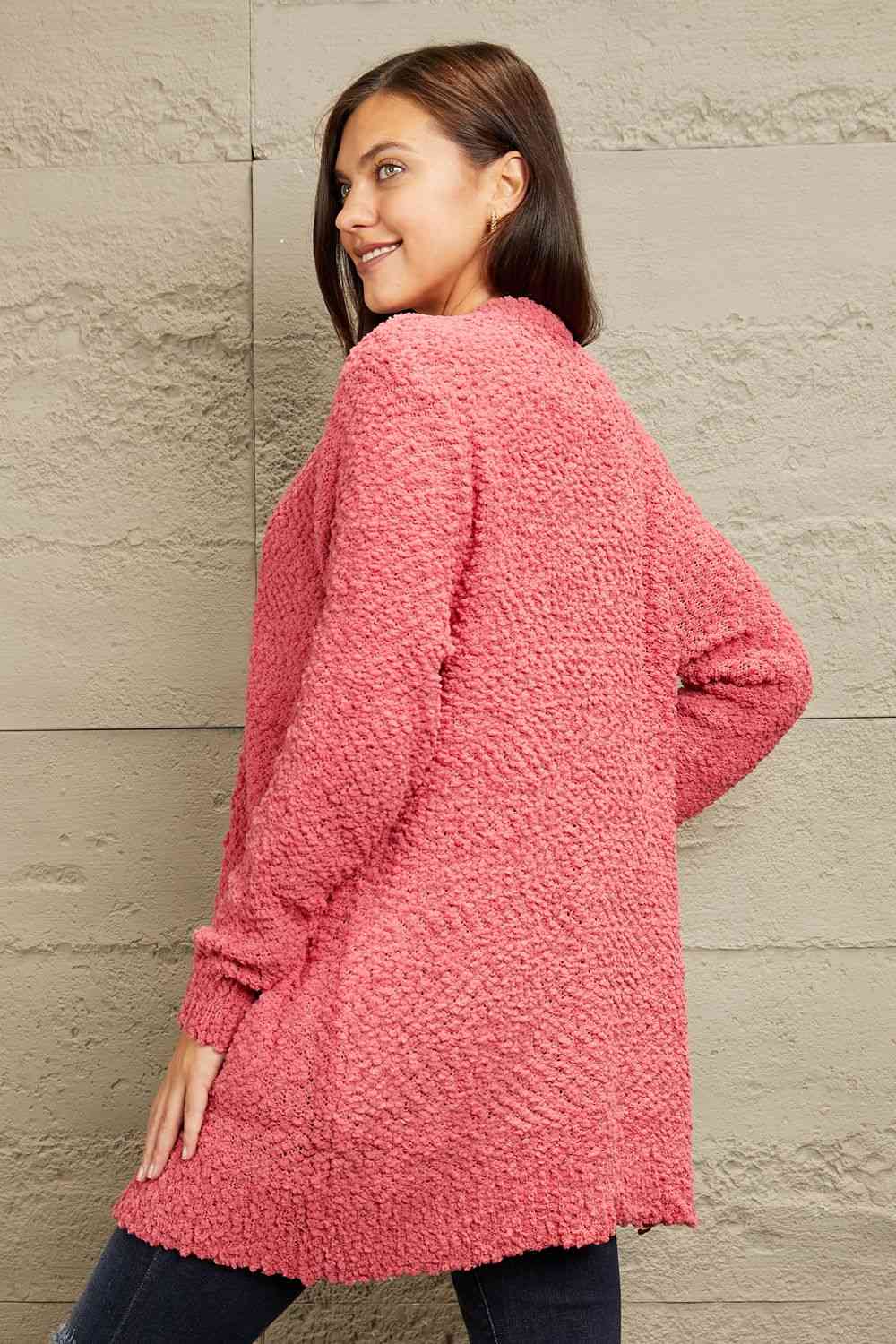 Falling For You  Open Front Popcorn Cardigan - Alonna's Legging Land