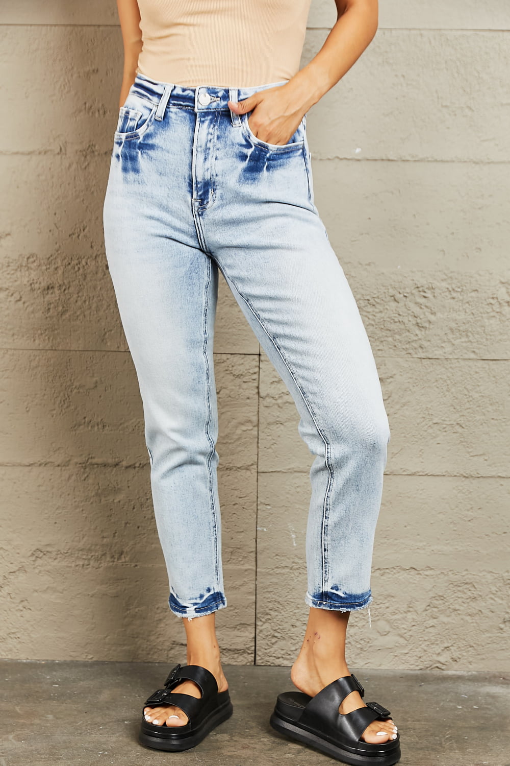 BAYEAS High Waisted Accent Skinny Jeans - Alonna's Legging Land
