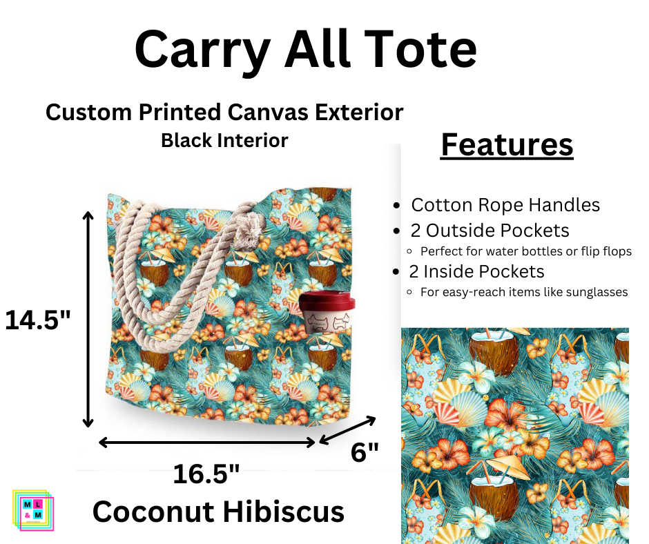 Coconut Hibiscus Carry All Tote - Alonna's Legging Land
