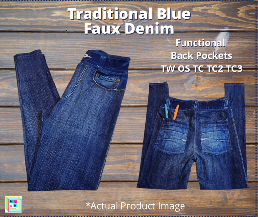Solid Blue Faux Denim Leggings - Alonna's Legging Land