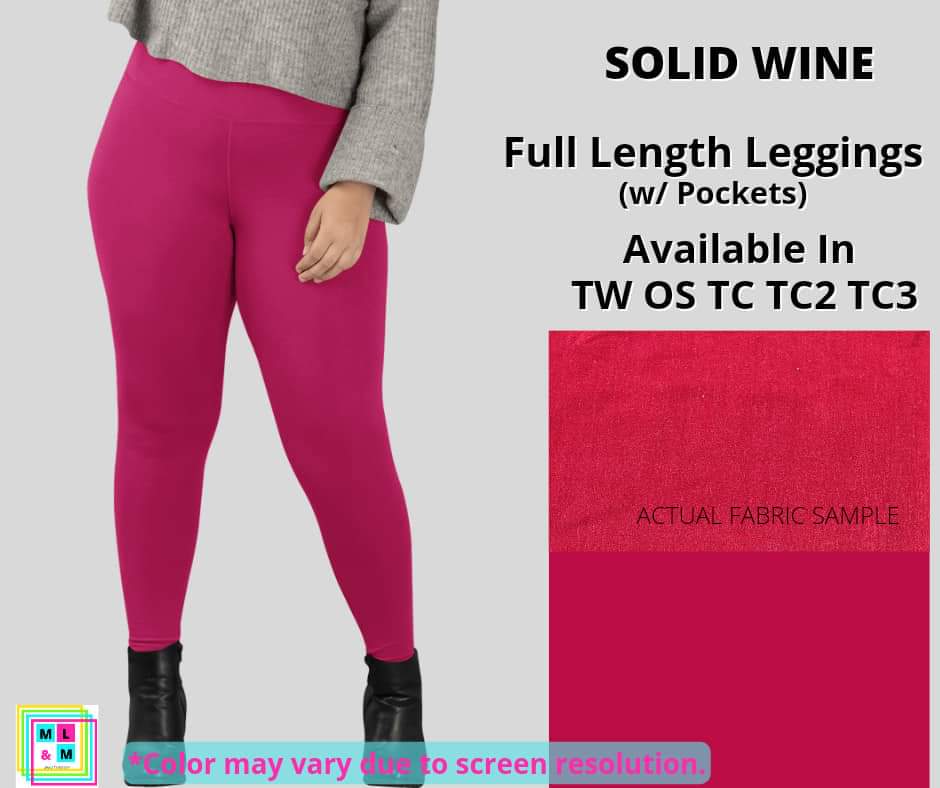 Solid Wine Full Length - Alonna's Legging Land