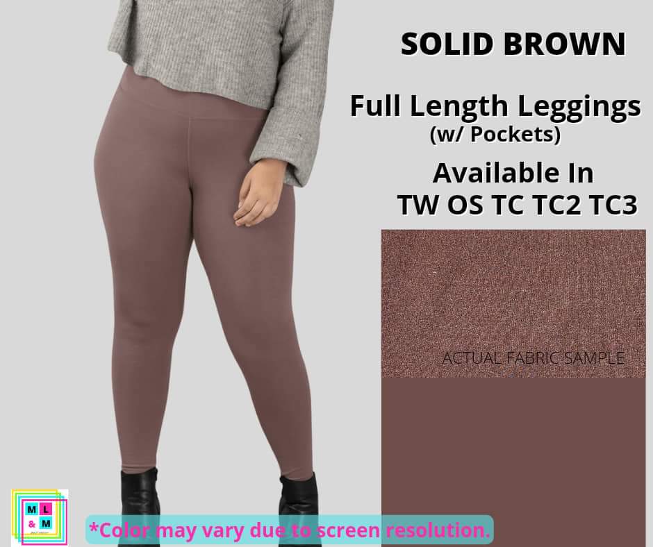 Solid Brown Full Length - Alonna's Legging Land