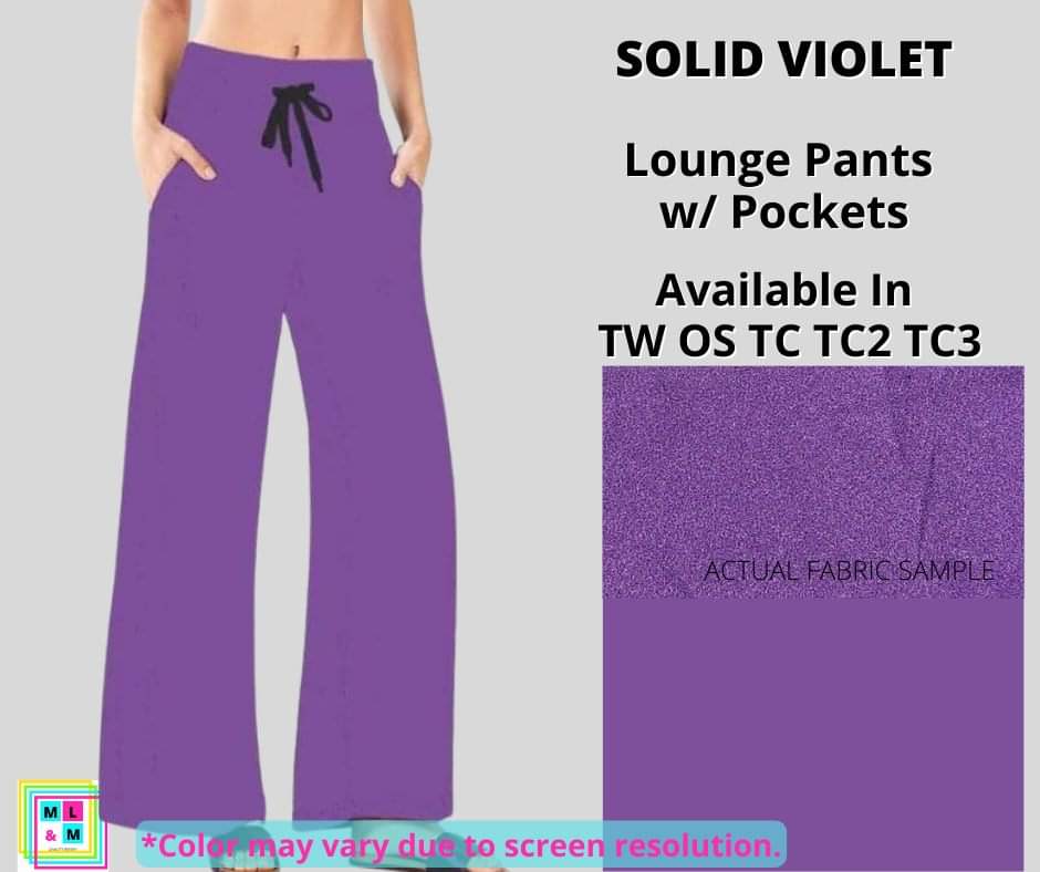Solid Violet Full Length Lounge Pants - Alonna's Legging Land