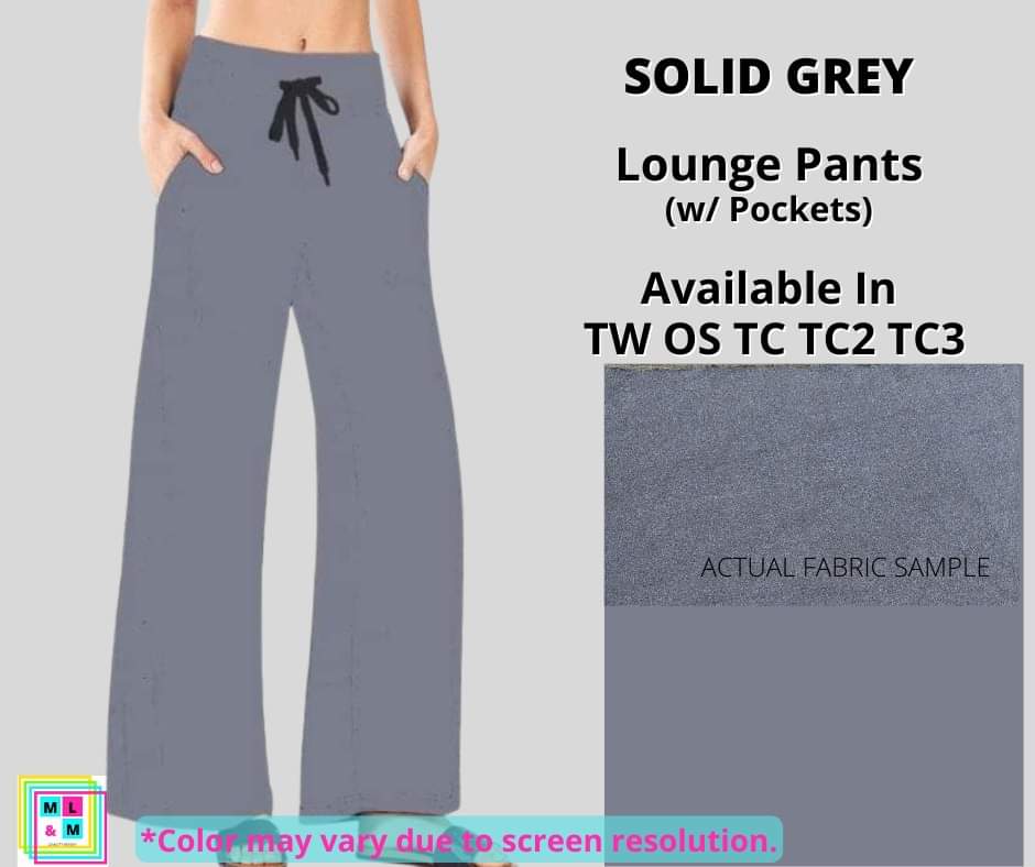 Solid Grey Full Length Lounge Pants - Alonna's Legging Land