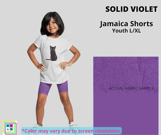 Solid Violet Youth Jamaica Shorts - Alonna's Legging Land