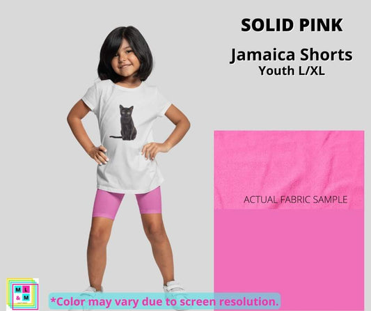 Solid Pink Youth Jamaica Shorts - Alonna's Legging Land