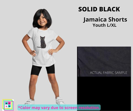 Solid Black Youth Jamaica Shorts - Alonna's Legging Land
