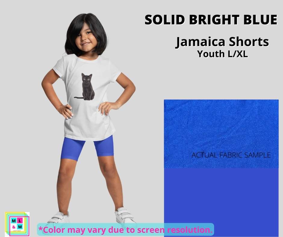 Solid Bright Blue Youth Jamaica Shorts - Alonna's Legging Land