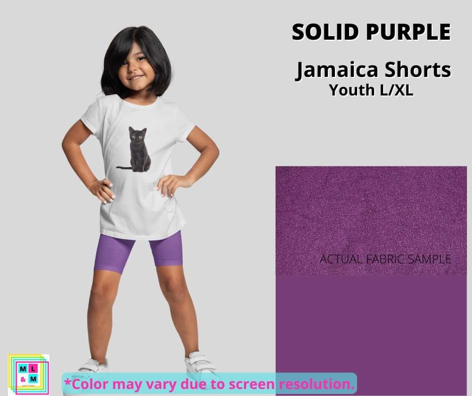 Solid Purple Youth Jamaica Shorts - Alonna's Legging Land