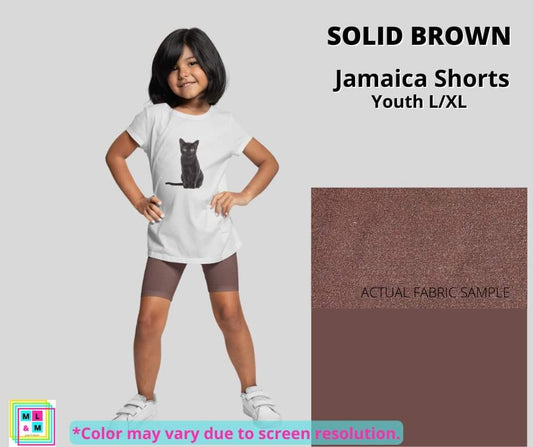 Solid Brown Youth Jamaica Shorts - Alonna's Legging Land