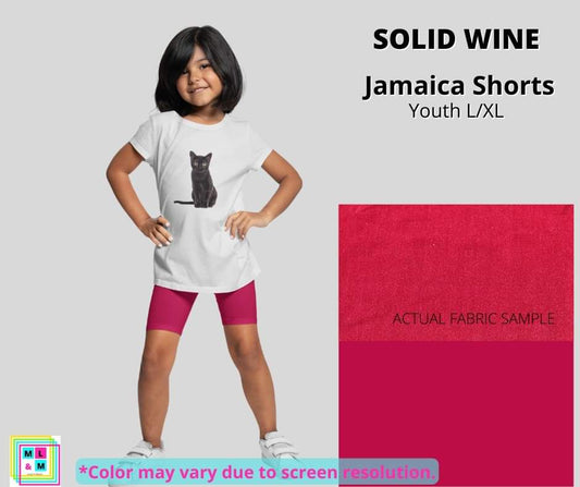 Solid Wine Youth Jamaica Shorts - Alonna's Legging Land