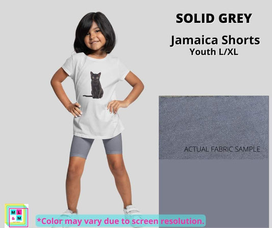 Solid Grey Youth Jamaica Shorts - Alonna's Legging Land