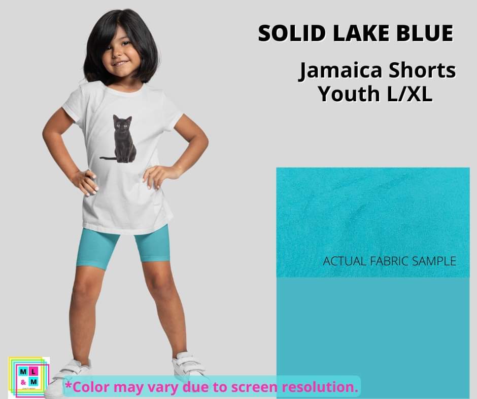 Solid Lake Blue Youth Jamaica Shorts - Alonna's Legging Land
