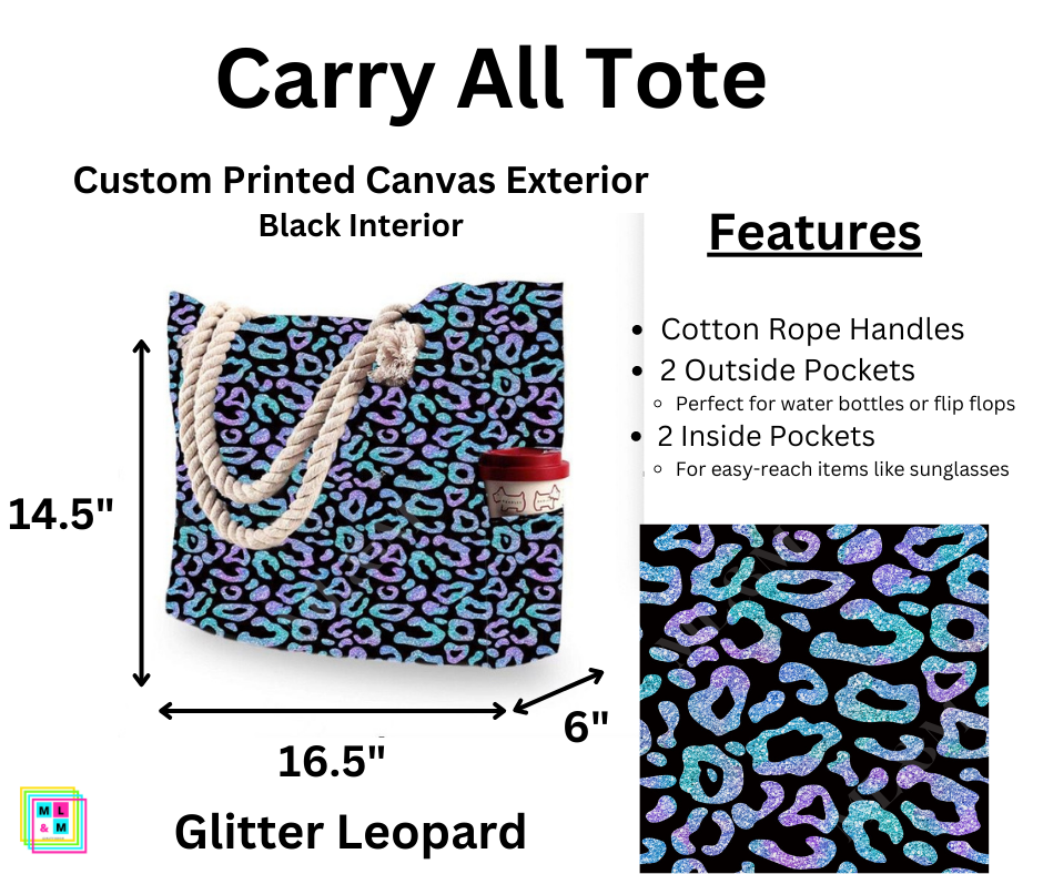 Glitter Leopard Carry All Tote - Alonna's Legging Land