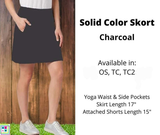 Solid Charcoal Skort by ML&M - Alonna's Legging Land