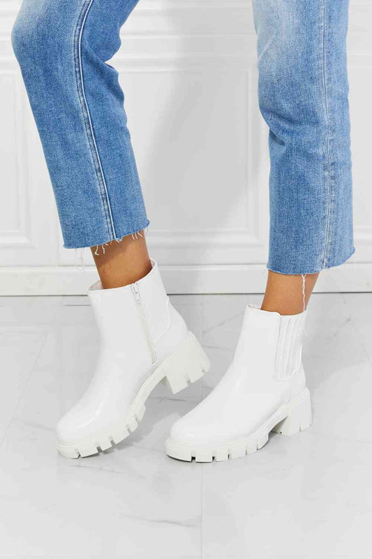 MMShoes What It Takes Lug Sole Chelsea Boots in White - Alonna's Legging Land