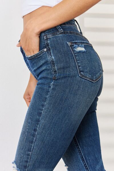 Judy Blue Full Size High Waist Distressed Slim Jeans - Alonna's Legging Land