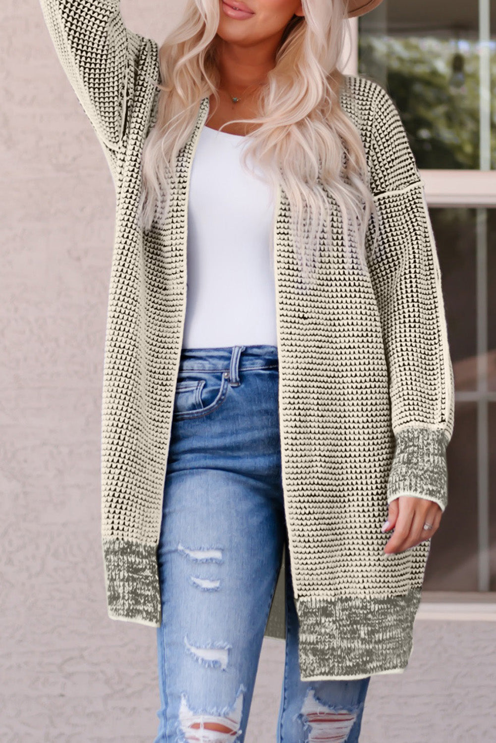 Woven Right Heathered Open Front Longline Cardigan - Alonna's Legging Land