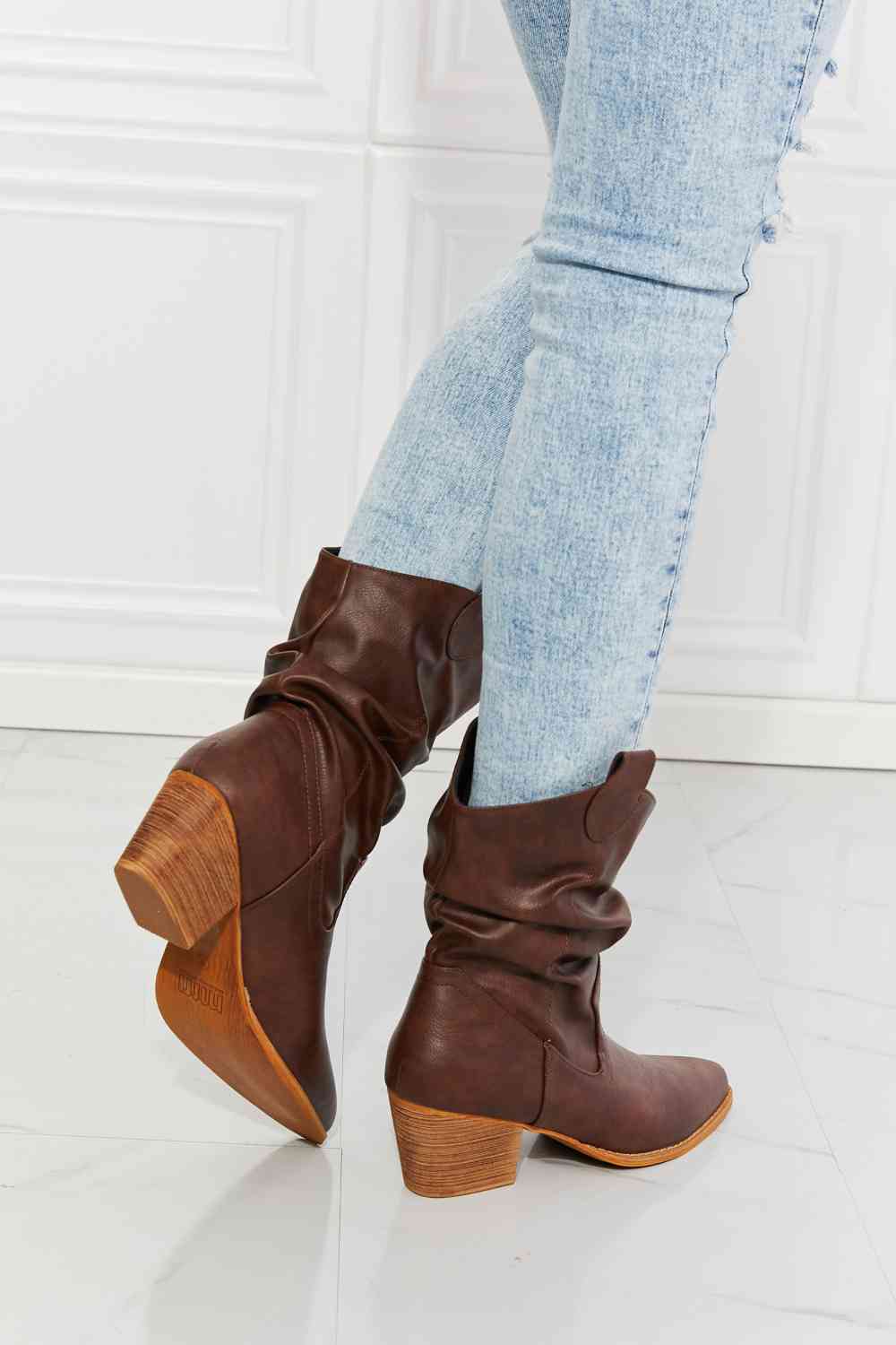 MMShoes Better in Texas Scrunch Cowboy Boots in Brown - Alonna's Legging Land