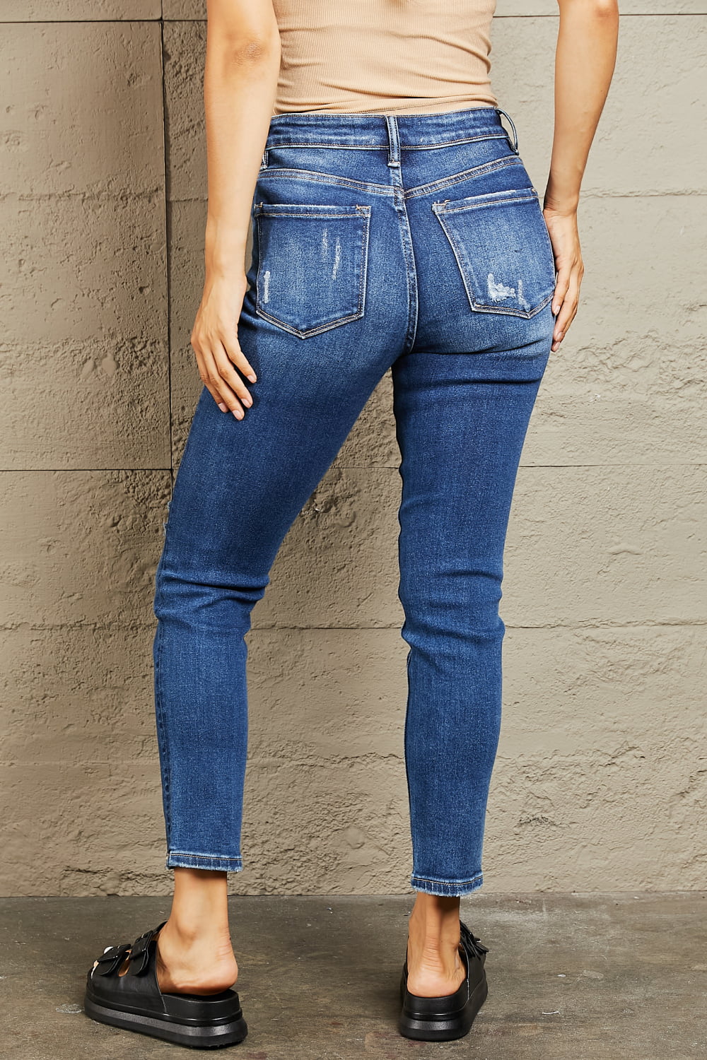 BAYEAS Mid Rise Distressed Slim Jeans - Alonna's Legging Land