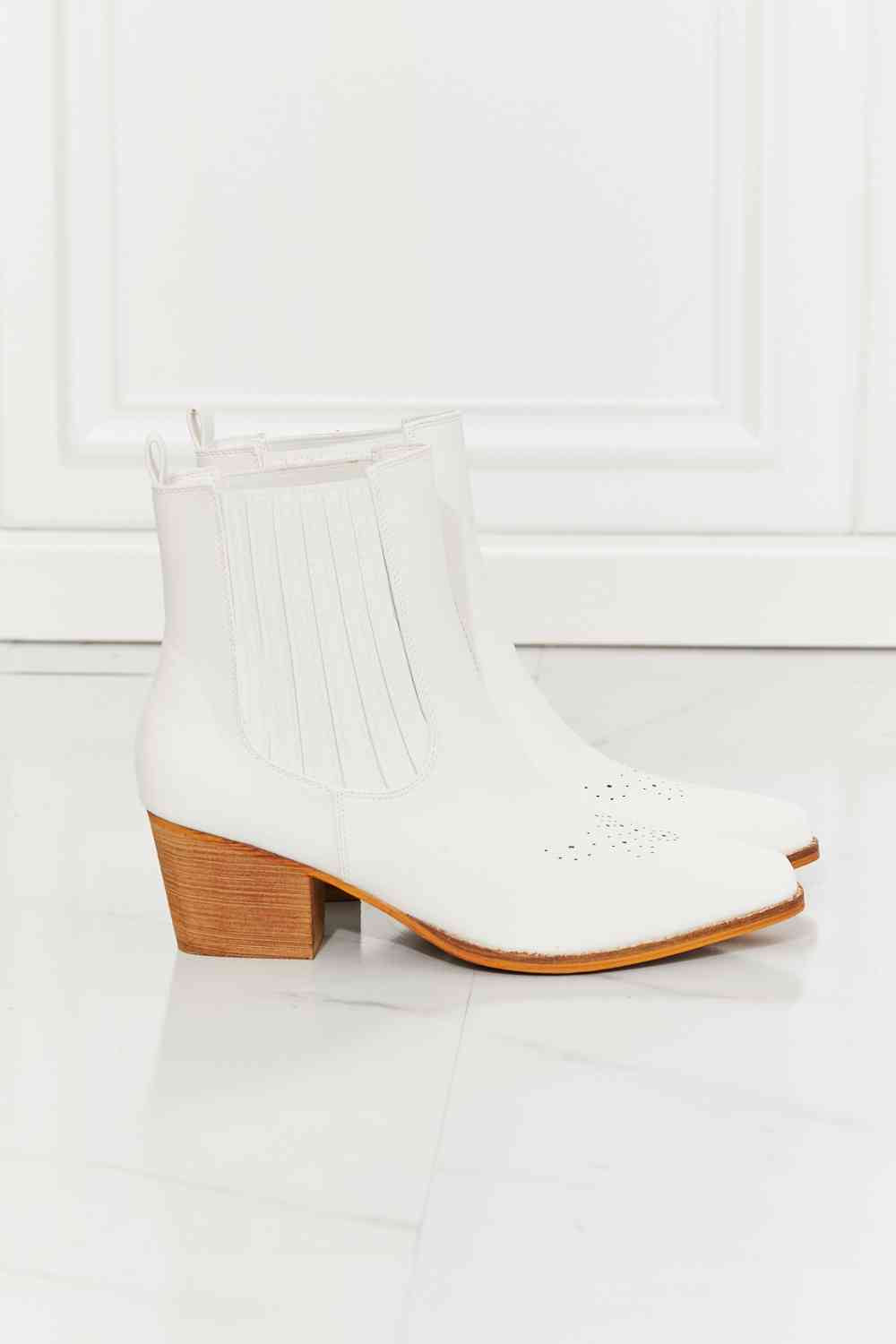 MMShoes Love the Journey Stacked Heel Chelsea Boot in White - Alonna's Legging Land