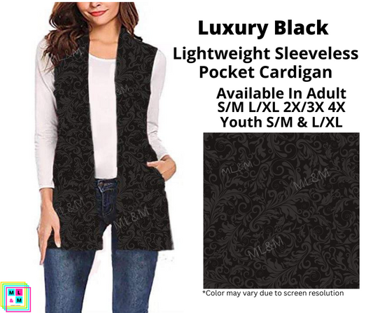 Luxury Black Sleeveless Pocket Cardigan - Alonna's Legging Land