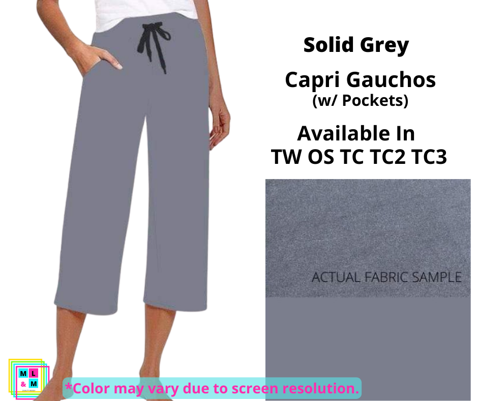 Solid Grey Capri Lounge Pants - Alonna's Legging Land