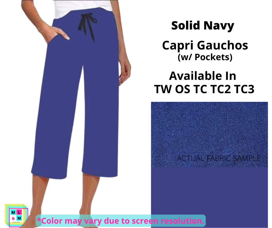 Solid Navy Capri Lounge Pants