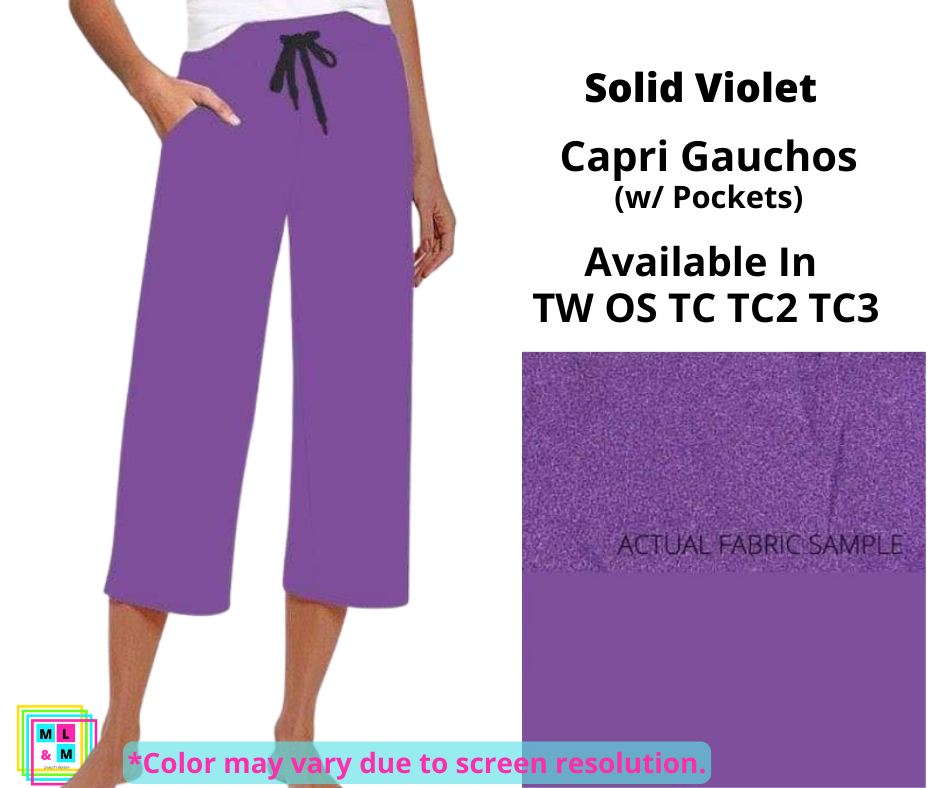 Solid Violet Capri Lounge Pants