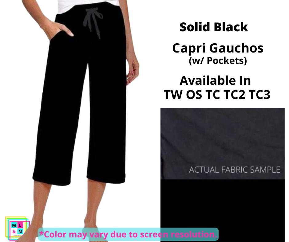 Solid Black Capri Lounge Pants