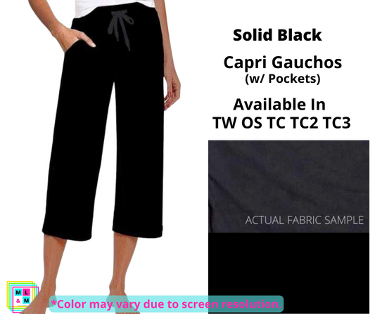 Solid Black Capri Lounge Pants